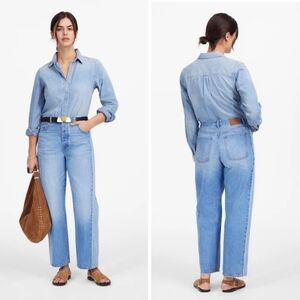 New! Madewell Pieced Barrel Leg Jeans in Redlands Wash
